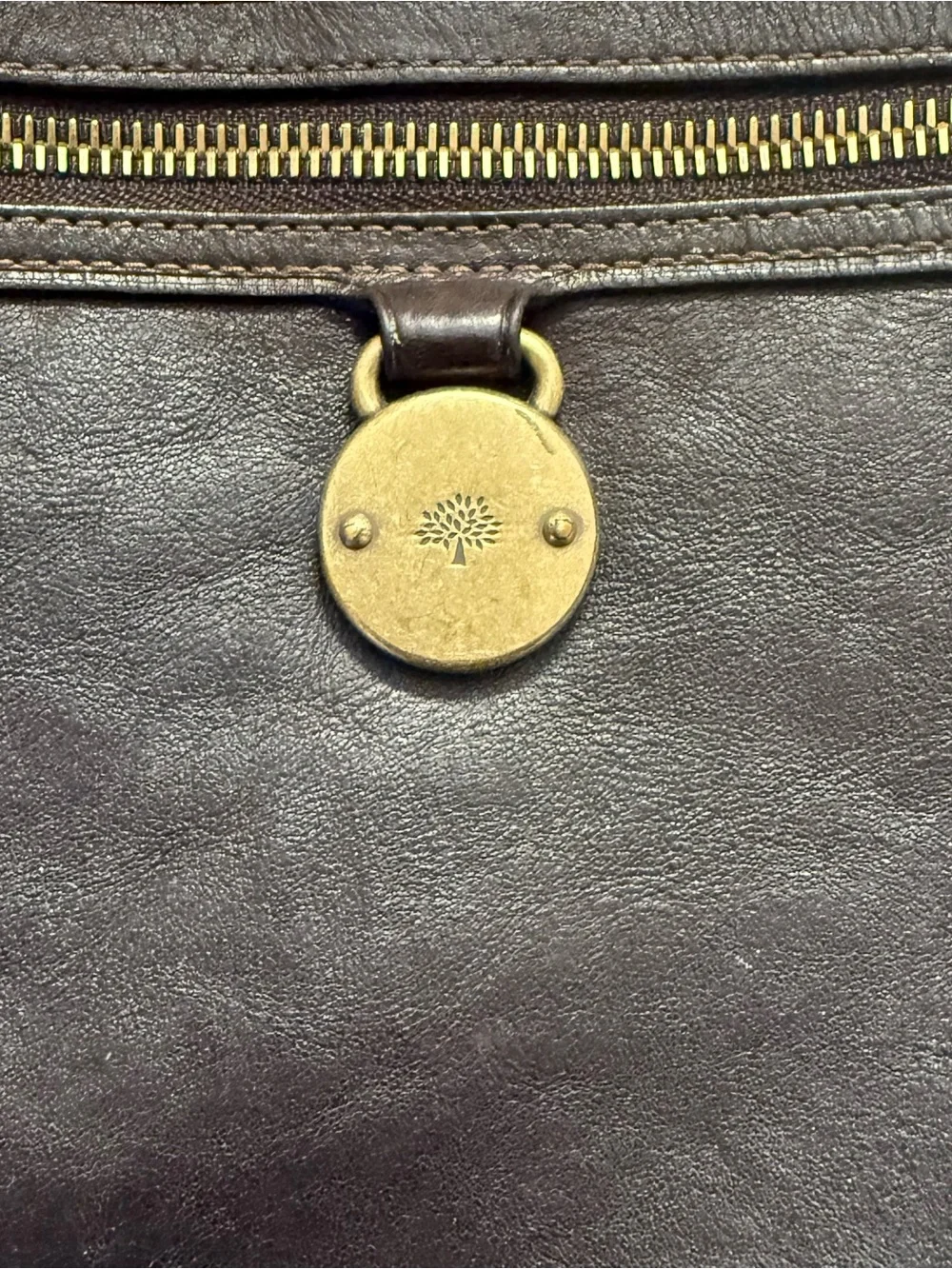 Mulberry Rare Somerset Messenger Dark Brown Leather Bag with Brass Hardware